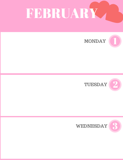 FEBRUARY planner free printable