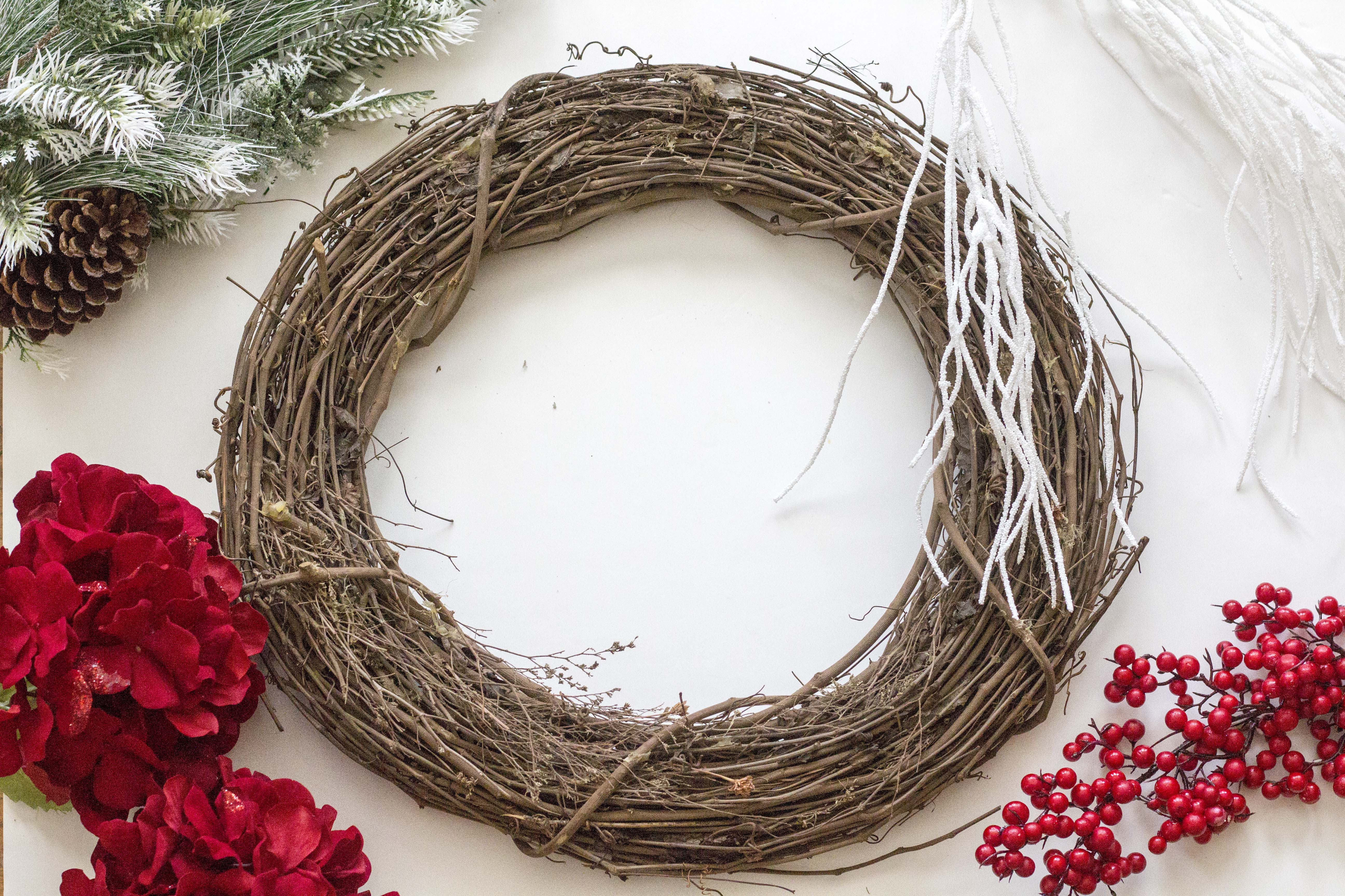 Try this Red and White Christmas wreath tutorial