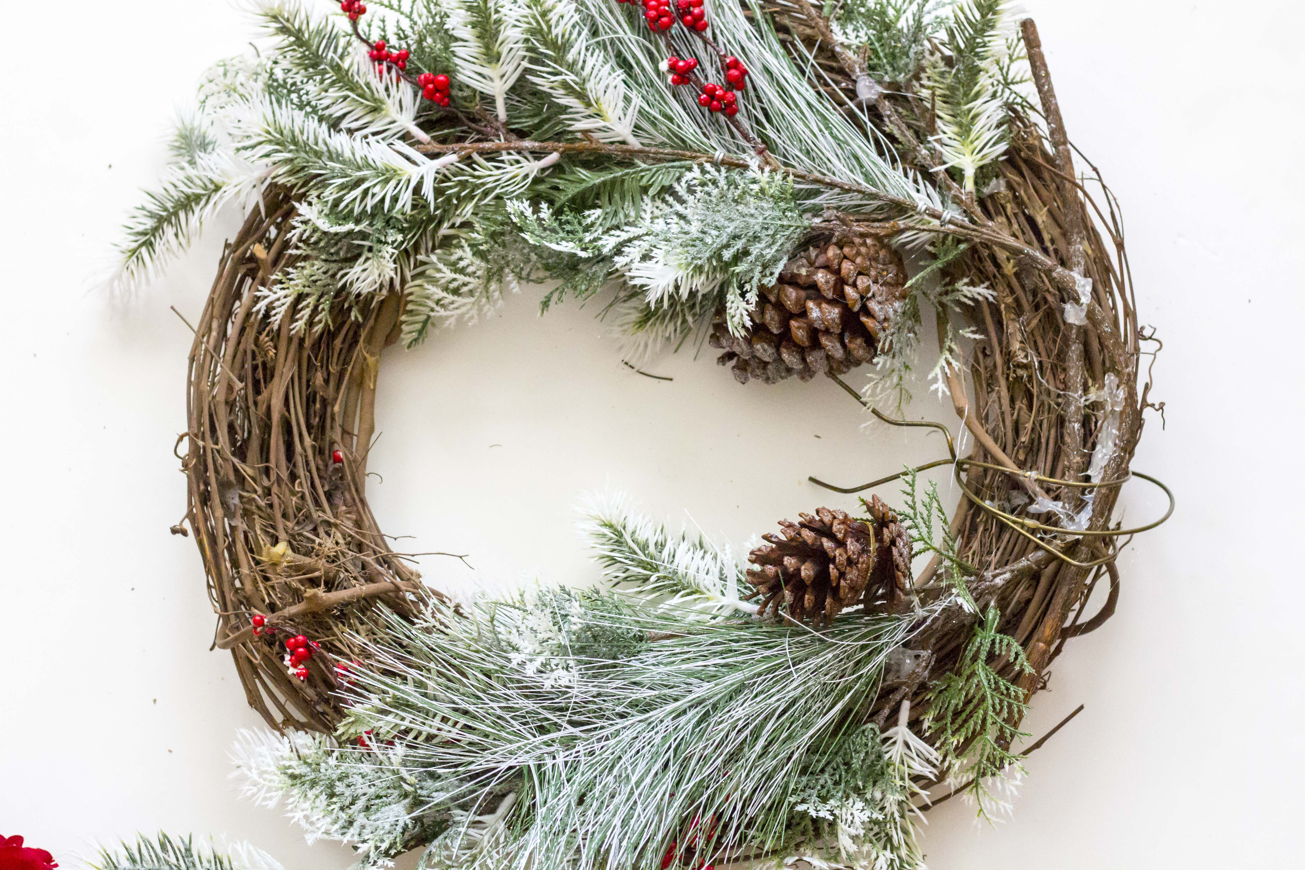 Try this Red and White Christmas wreath tutorial