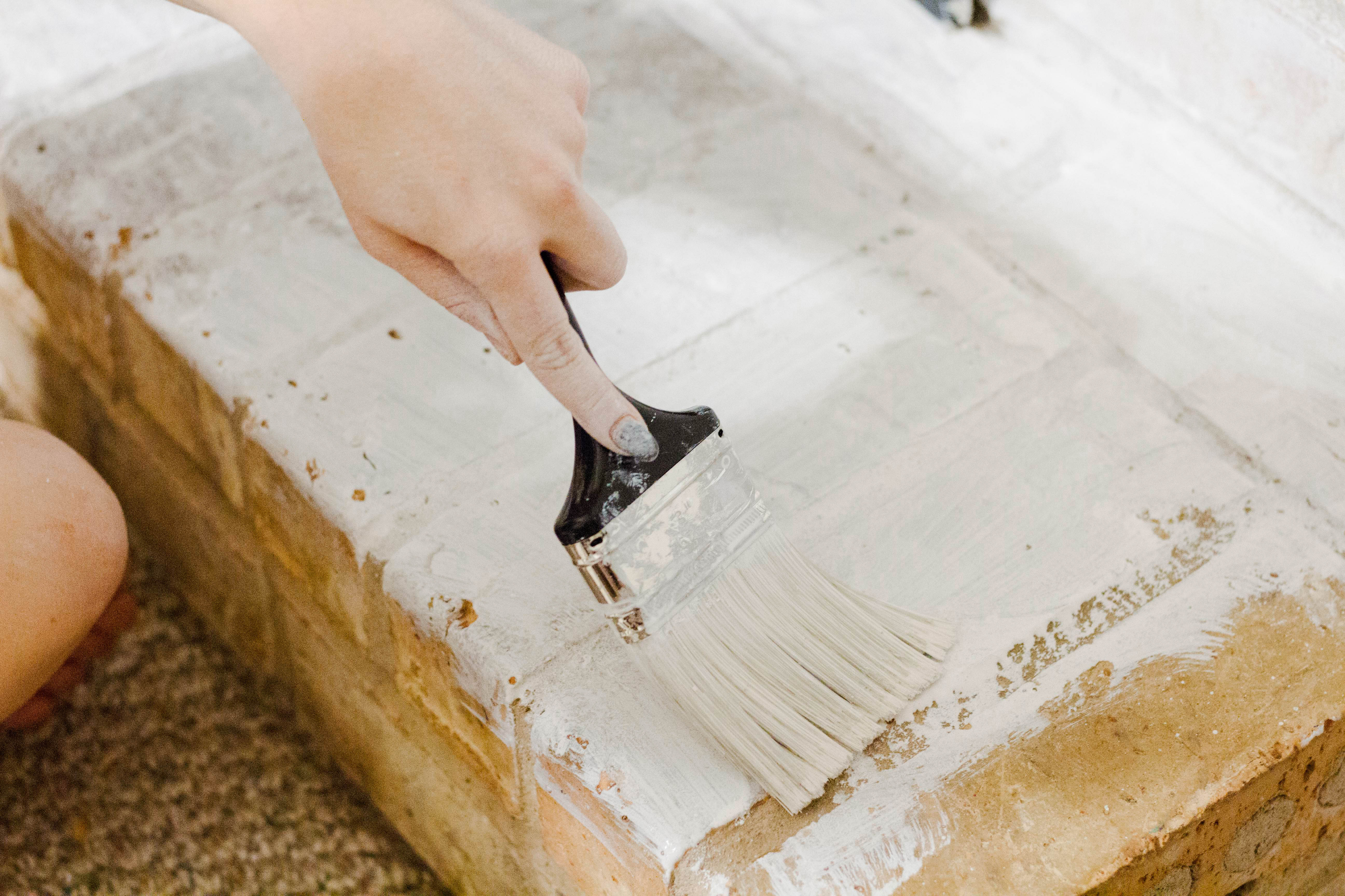 How to White-Wash a Brick Fireplace